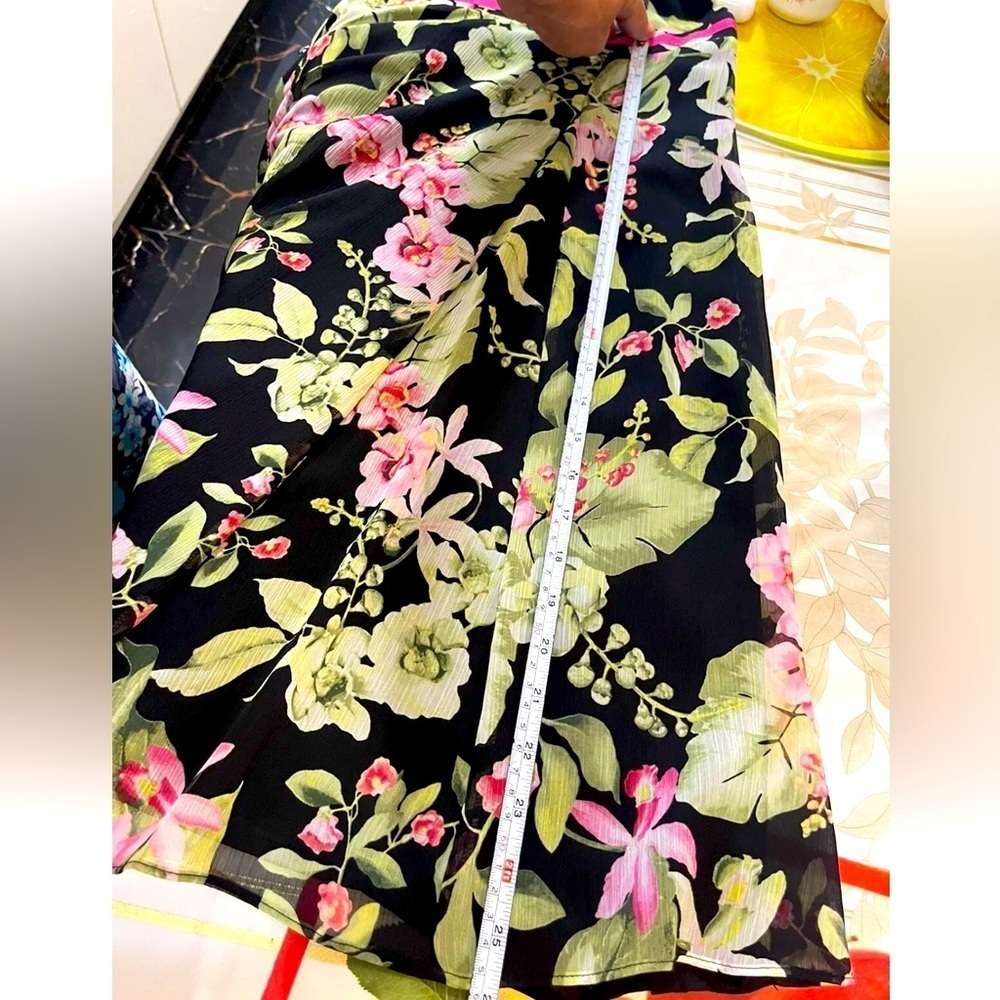 Tommy Hilfiger Womens Pink Floral Sleeveless Ruffle Evening Midi Dress Size 12 - Picture 9 of 9